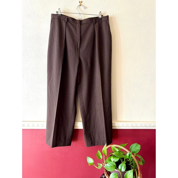 Jones New York Pants - Vintage Jones New York Brown Wool Pleated High Rise Ankle Pants 16 Menswear Chic